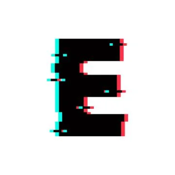 Vector Logo Letter E Glitch Distortion Stock Illustration