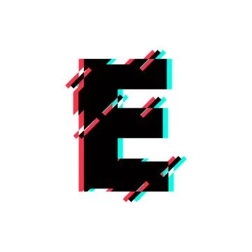 Vector Logo Letter E Glitch Distortion Diagonal Stock Illustration