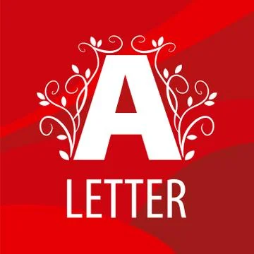 Vector Logo letter A with floral patterns on a red background Stock Illustration