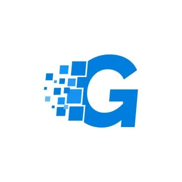 Vector Logo Letter G Blue Blocks Cubes Stock Illustration