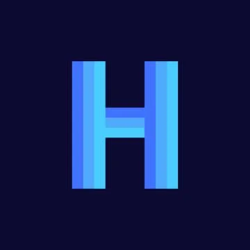 Vector Logo Letter H Blue Glowing Stock Illustration