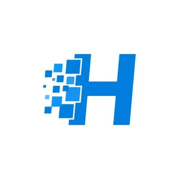 Vector Logo Letter H Blue Blocks Cubes Stock Illustration