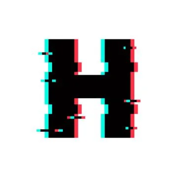 Vector Logo Letter H Glitch Distortion Stock Illustration