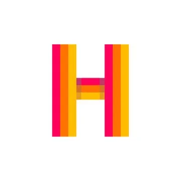 Vector Logo Letter H Red Glowing Stock Illustration