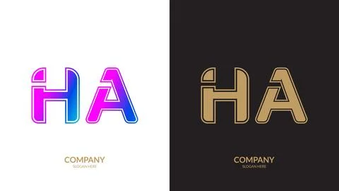 Vector logo for letter HA design template Stock Illustration