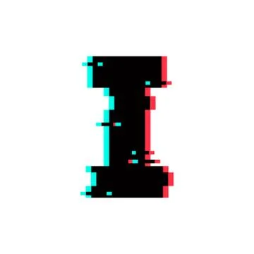 Vector Logo Letter I Glitch Distortion Stock Illustration