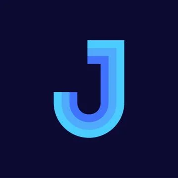 Vector Logo Letter J Blue Glowing Stock Illustration