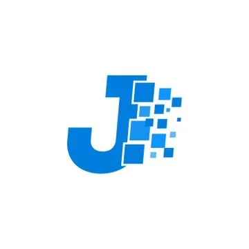 Vector Logo Letter J Blue Blocks Cubes Stock Illustration