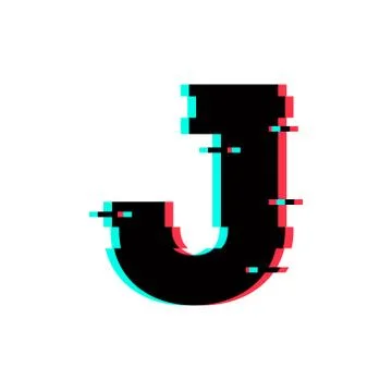 Vector Logo Letter J Glitch Distortion Stock Illustration