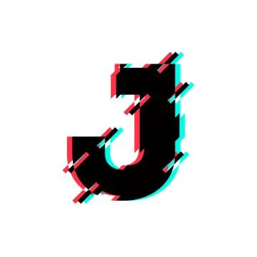 Vector Logo Letter J Glitch Distortion Diagonal Stock Illustration