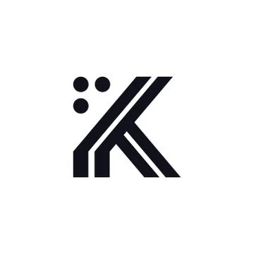Vector Logo Letter K Black and White Stock Illustration