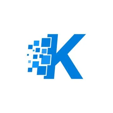 Vector Logo Letter K Blue Blocks Cubes Stock Illustration