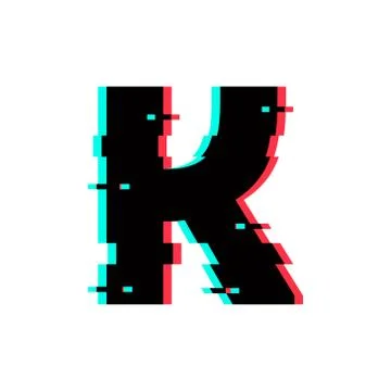 Vector Logo Letter K Glitch Distortion Stock Illustration
