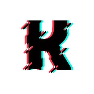 Vector Logo Letter K Glitch Distortion Diagonal Stock Illustration