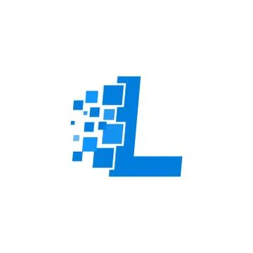 Vector Logo Letter L Blue Blocks Cubes Stock Illustration