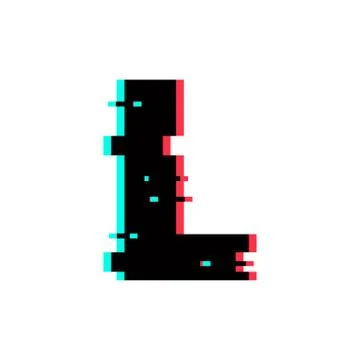 Vector Logo Letter L Glitch Distortion Stock Illustration