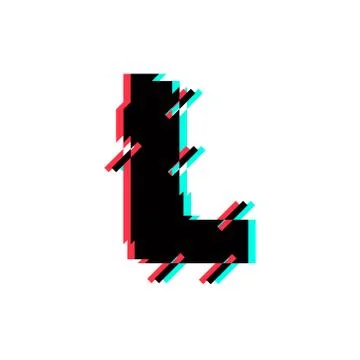 Vector Logo Letter L Glitch Distortion Diagonal Stock Illustration