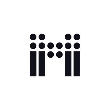 Vector Logo Letter M Black and White Stock Illustration