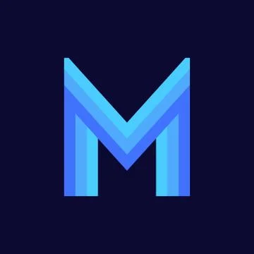 Vector Logo Letter M Blue Glowing Stock Illustration