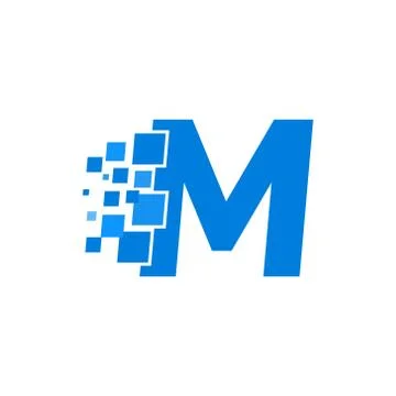 Vector Logo Letter M Blue Blocks Cubes Stock Illustration