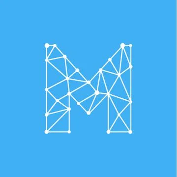 Vector Logo Letter M Dots Lines Stock Illustration