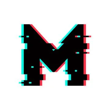 Vector Logo Letter M Glitch Distortion Stock Illustration
