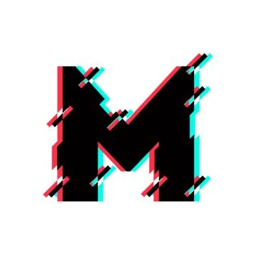 Vector Logo Letter M Glitch Distortion Diagonal Stock Illustration