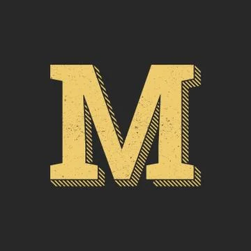 Vector Logo Letter M Gold Vintage Stock Illustration