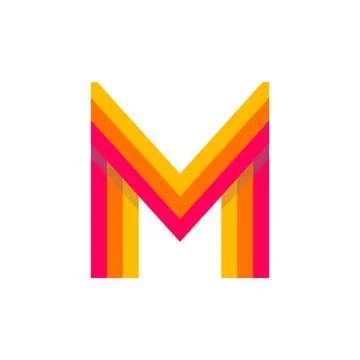 Vector Logo Letter M Red Glowing Ilustración de archivo