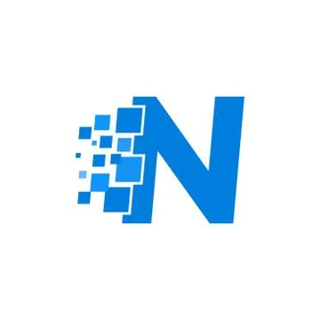Vector Logo Letter N Blue Blocks Cubes Illustrazione stock
