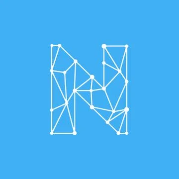 Vector Logo Letter N Dots Lines Stock Illustration