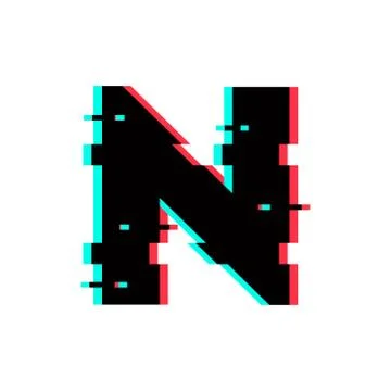 Vector Logo Letter N Glitch Distortion Stock Illustration