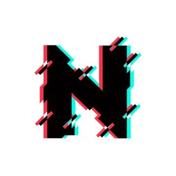 Vector Logo Letter N Glitch Distortion Diagonal Stock Illustration