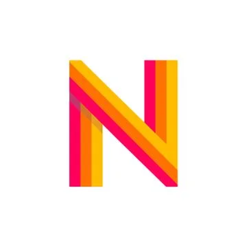Vector Logo Letter N Red Glowing Stock Illustration