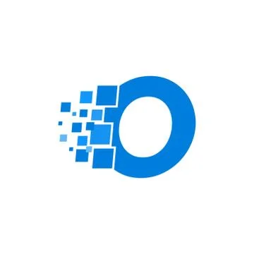 Vector Logo Letter O Blue Blocks Cubes Stock Illustration
