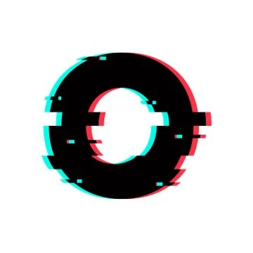 Vector Logo Letter O Glitch Distortion Stock Illustration