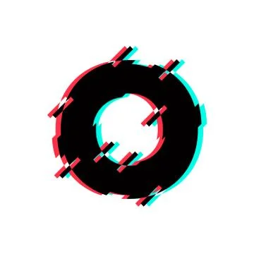 Vector Logo Letter O Glitch Distortion Diagonal Stock Illustration