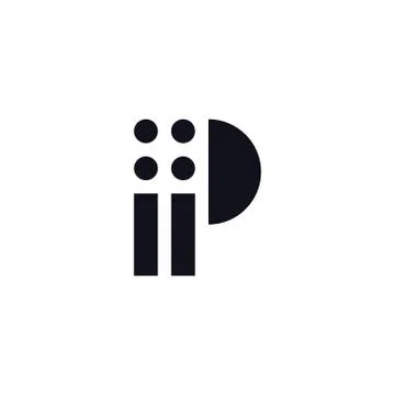 Vector Logo Letter P Black and White Stock Illustration