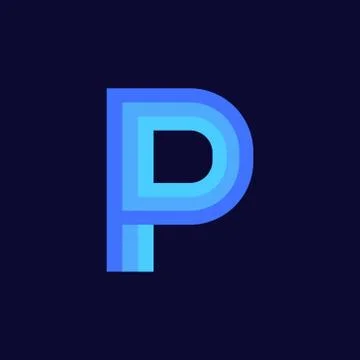 Vector Logo Letter P Blue Glowing Stock Illustration