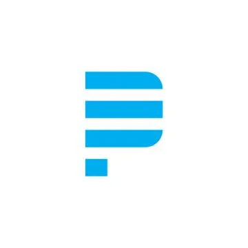 Vector Logo Letter P Blue Stripes Stock Illustration
