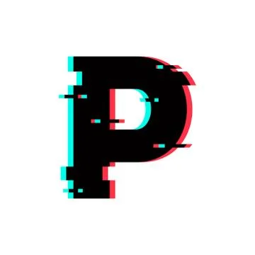 Vector Logo Letter P Glitch Distortion Stock Illustration