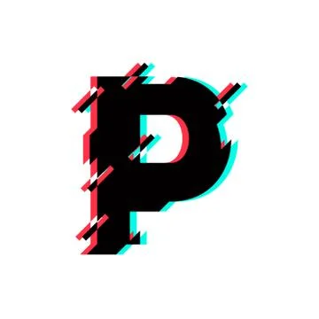 Vector Logo Letter P Glitch Distortion Diagonal Stock Illustration
