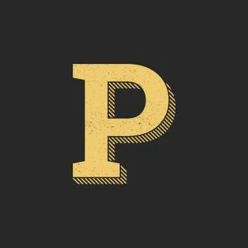 Vector Logo Letter P Gold Vintage Stock Illustration