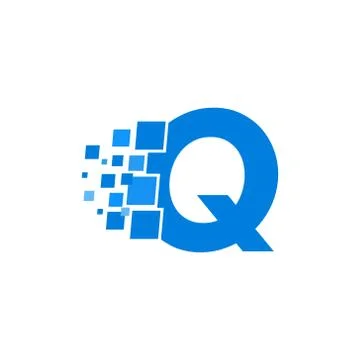 Vector Logo Letter Q Blue Blocks Cubes Stock Illustration