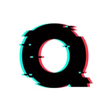 Vector Logo Letter Q Glitch Distortion Stock Illustration