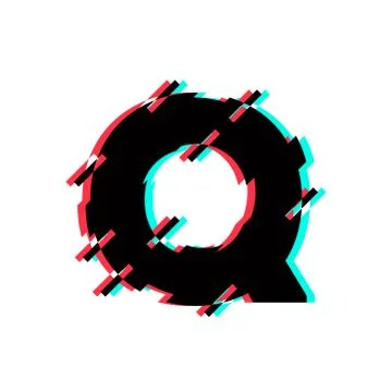 Vector Logo Letter Q Glitch Distortion Diagonal Stock Illustration