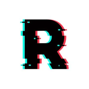 Vector Logo Letter R Glitch Distortion Illustrazione stock