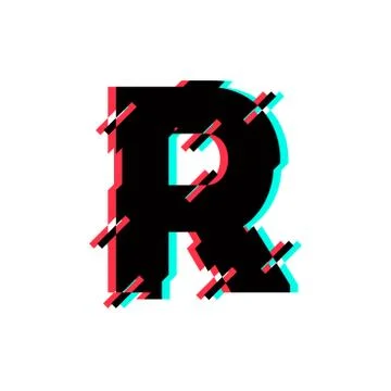 Vector Logo Letter R Glitch Distortion Diagonal Stockillustratie