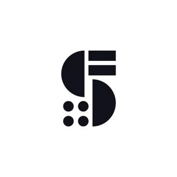 Vector Logo Letter S Black and White Stock Illustration