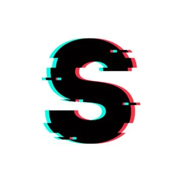 Vector Logo Letter S Glitch Distortion Stock Illustration